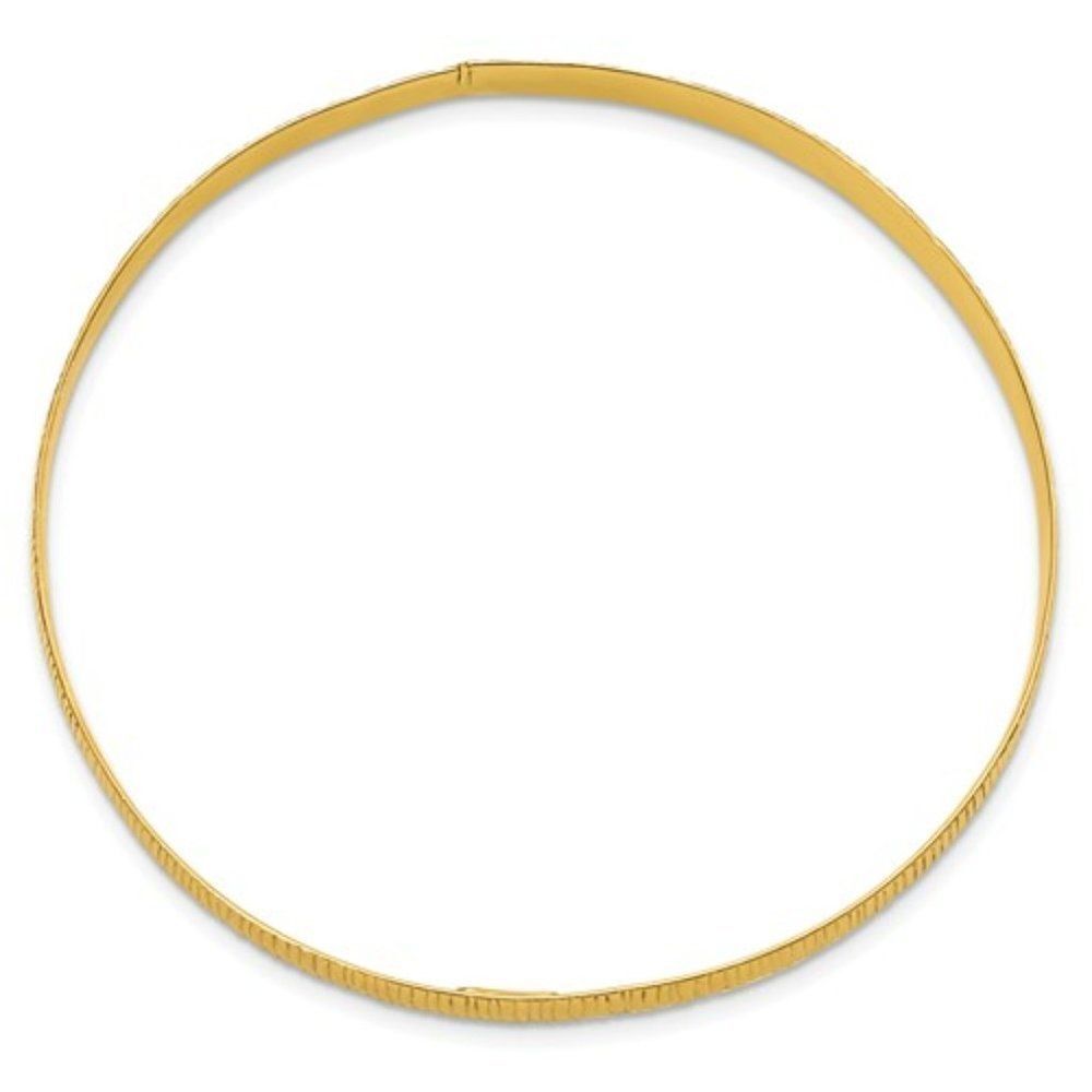 Sterling Silver Gold Tone Diamond Cut Bangle - Picture 2 of 3